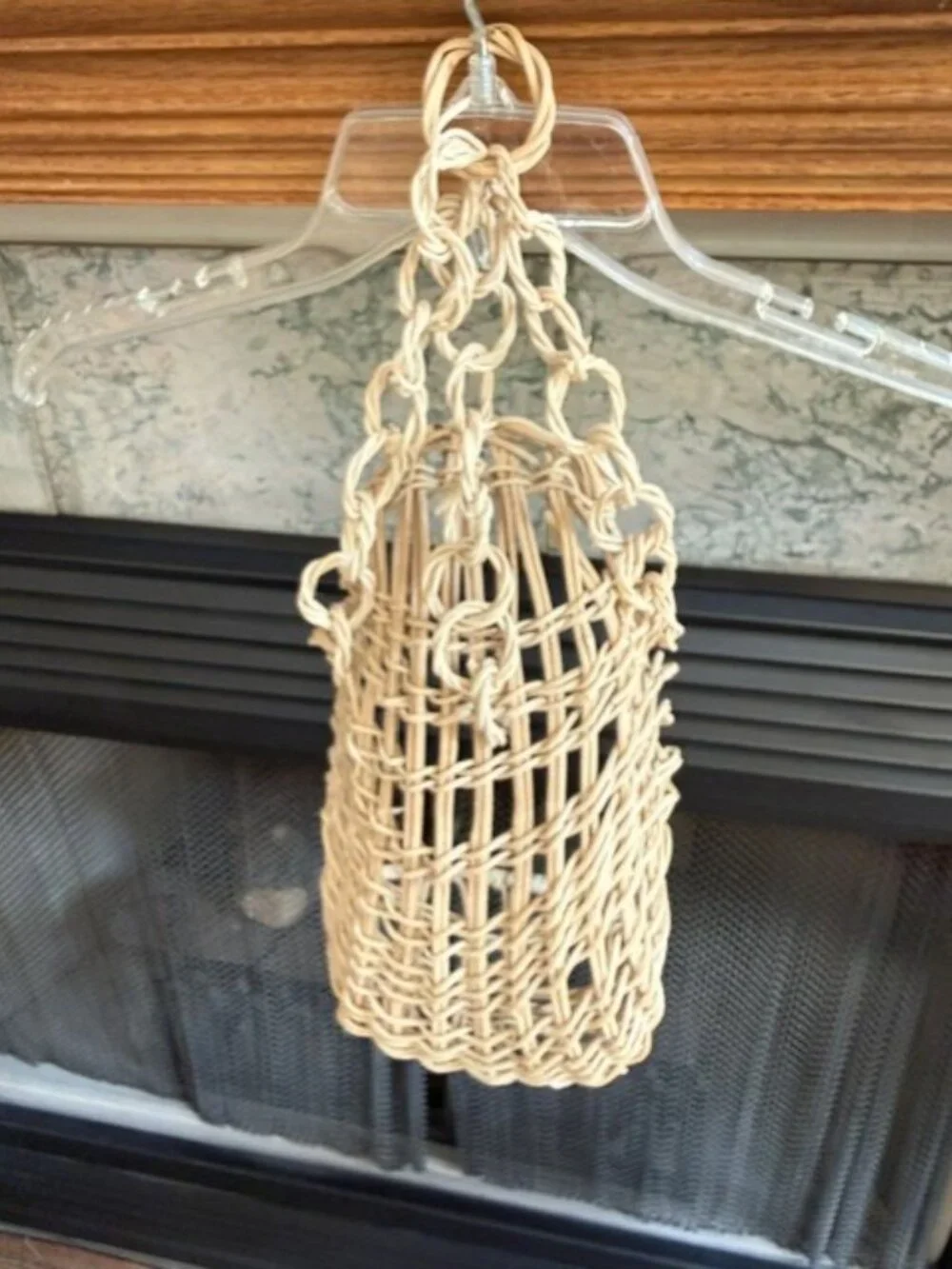 Vintage Wicker Hanging Doll Basket